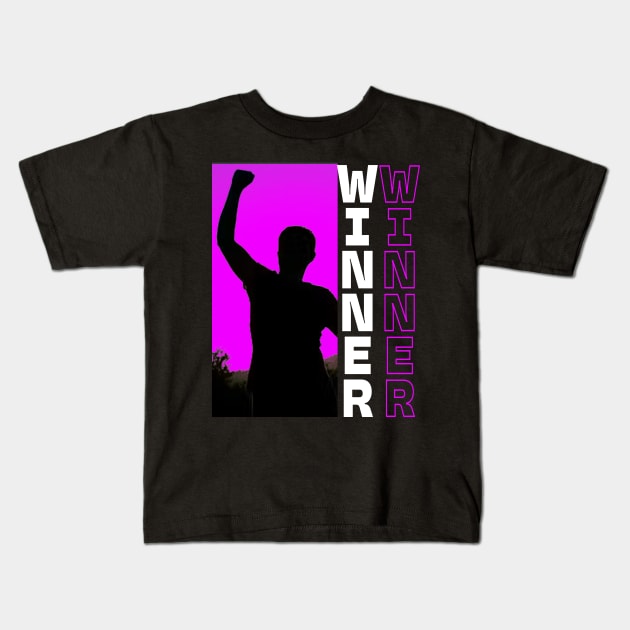 Purple Winner Kids T-Shirt by MiaMagic